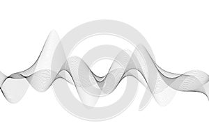 Abstract wave lines in black color flowing on a white background for technology, music, science and the digital world