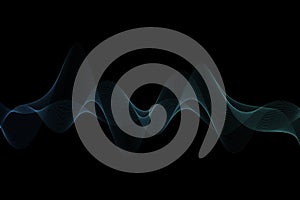 Abstract wave lines in blue color flowing on a black background for technology, music, science and the digital worldAbstract wave