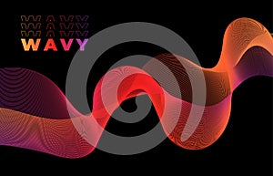 Abstract wave lines dynamic flowing colorful light isolated on black background. Vector illustration design element in concept of