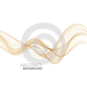 Abstract wave lines gold color isolated on white background. For vector design elements in concept luxury, technology