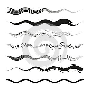 Abstract wave lines set. Dynamic flow illustration. Wavy design elements. Vector illustration. EPS 10.