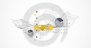 The abstract wave is made in a frame style. Template for science and technology presentation. Vector art