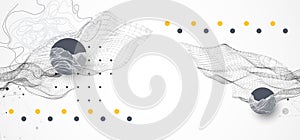 The abstract wave is made in a frame style. Template for science and technology presentation. Vector art