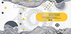 The abstract wave is made in a frame style. Template for science and technology presentation. Vector art