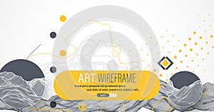 The abstract wave is made in a frame style. Template for science and technology presentation. Vector art