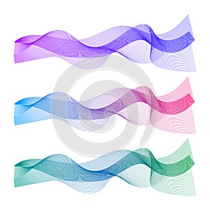 Abstract wave of the many colored lines. Wavy stripes isolated on white background. Vector illustration EPS10. Creative