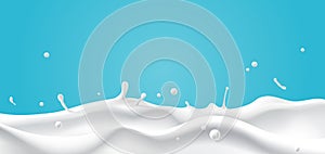 Abstract wave milk on blue background