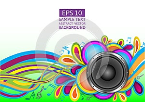 Abstract wave and music speaker design vector background