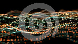 Abstract Wave Network, Dots Connected, Data Visualization, Technology Background