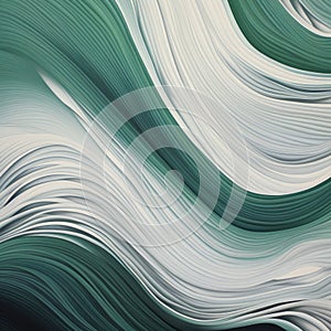 Abstract Wave Of Paper: Green And White Digital Painting