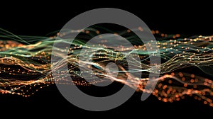 Abstract Wave Particle Flow, Digital Network Connection, Technology Background