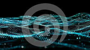 Abstract Wave Particle Surface - Future Tech Background, Network, Connection, Artificial Intelligence