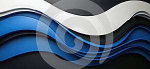 Abstract wave pattern in blue, black, and white colors on textured background