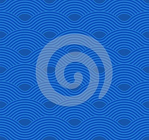 Abstract wave pattern. Blue ripple background. Flat geometric design.