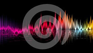 Abstract wave pattern in multi colored digitally generated image generated by AI