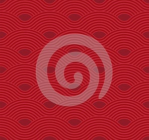 Abstract wave pattern. Red ripple background. Flat geometric design.