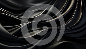 Abstract wave pattern on shiny satin textile backdrop generated by AI