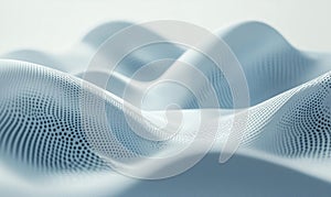 Abstract wave patterns, smooth curves, soft textures, monochromatic design, digital art, 3D rendering