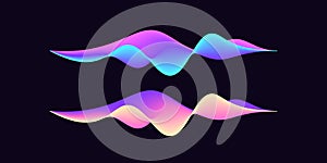 Abstract wave shape for voice recognition system, virtual assistant speech. Gradient audio wave, futuristic waveform