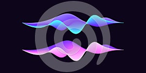 Abstract wave shape for voice recognition system, virtual assistant speech. Gradient audio wave, futuristic waveform