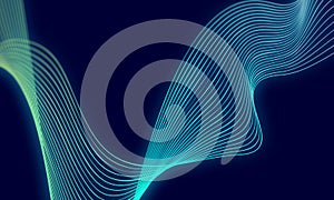 abstract wave technology background with blue light smooth and flow. Big data.