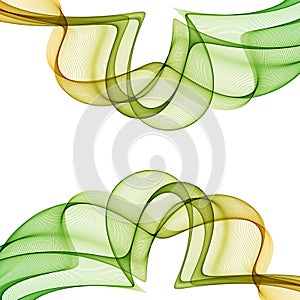 Abstract wave vector background. Abstract green yellow wave background, transparent waves wavy lines on white background