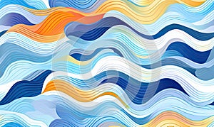 Abstract wave wallpaper. Colorful dynamic curves background. For banner, postcard, book illustration. Created with generative AI