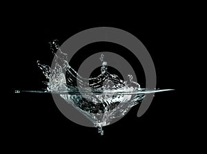 Abstract wave water isolated on black background