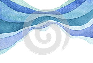 Abstract wave watercolor painted background. Paper texture. Isolated