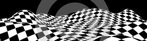 Abstract wave of white and black curved squares. Hallucination. Optical illusion. Vector