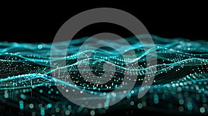 Abstract Waveform Turquoise Data Flow Background