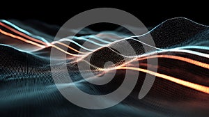 Abstract waves background digital technology concept data stream visualization network design art