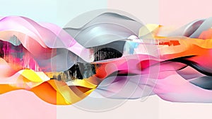 Abstract waves of color and texture create a dynamic visual experience