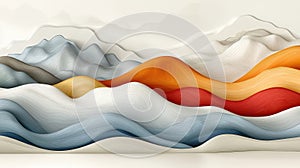 Abstract Waves of Colorful Mountains in Calm Pastel Tones and Soft Textures
