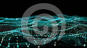 Abstract Waves Of Data Points - Cyber Technology Concept