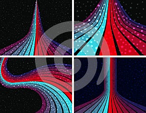 abstract waves lines speed motion on black background wit star light set, wave lines color wave design bundle,