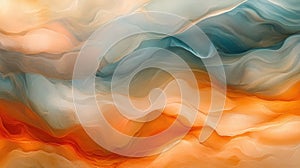 Abstract waves of orange and blue flowing across a textured background photo