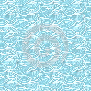 Abstract waves seamless pattern. Graphic design background in colors of blue and white