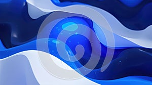 Abstract waves in shades of blue and white create a fluid, dynamic visual effect
