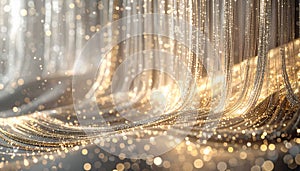 Abstract Waves of Shimmering Gold Light