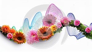 Abstract Waves of Sound Intertwine With Vibrant Floral Colors in an Artistic Expression photo