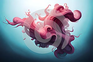 Abstract waves of spiral swirling liquid clouds. alcohol ink in water background texture. multicolored psychic trippy gas art.