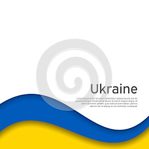 Abstract waving flag of ukraine. Paper cut style. Creative background for patriotic holiday card design. National Poster. Cover