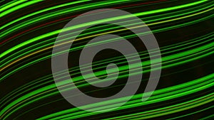 Abstract waving neon lines of green and red color on black background, seamless loop. Animation. Beautiful curved