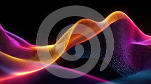 Abstract waving particle mesh glowing vibrant colors