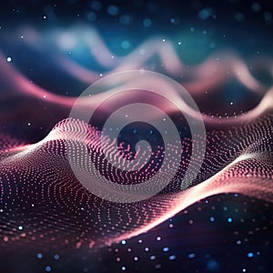 Abstract Waving Particle Technology Background Design. Abstract wave moving dots flow particles