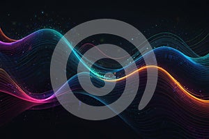 Abstract waving particle technology background design ai generated