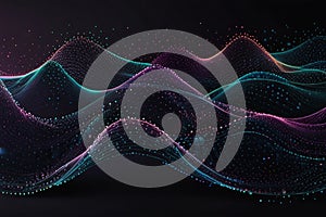 Abstract waving particle technology background design. abstract wave moving dots flow particles ai generated