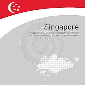 Abstract waving Singapore flag, mosaic map. National singaporean poster. Creative background for design of patriotic holiday card