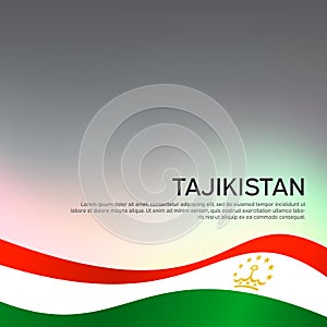 Abstract waving Tajikistan flag. National tajik poster. Creative metal background for design of patriotic holiday card. State